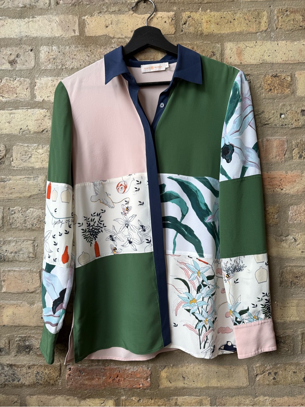 Tory Burch ‘poetry of things’ Silk Patchwork Blouse